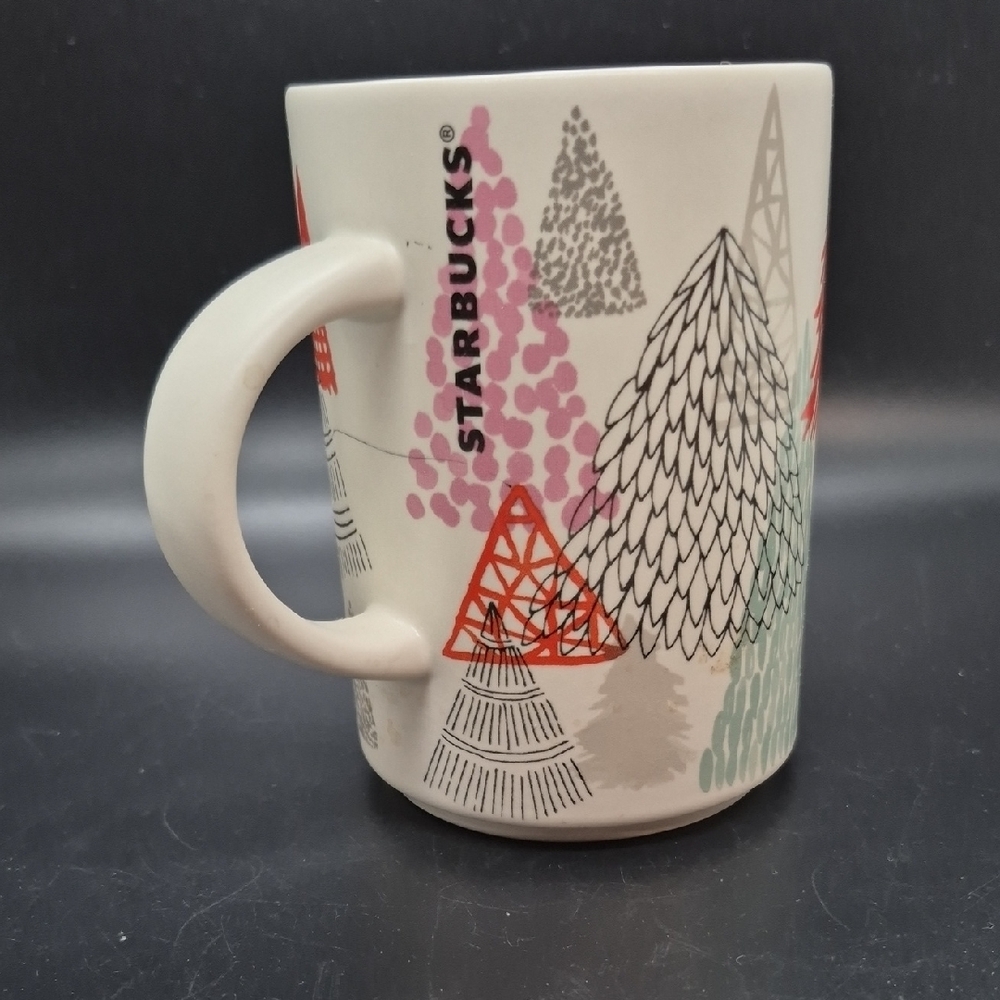 Starbucks Holiday Mug with Colorful Tree Patterns